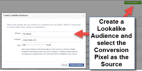 create lookalike audience with conversion pixel
