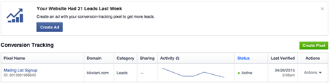 facebook conversion tracking report